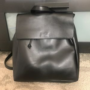 Black small leather backpack